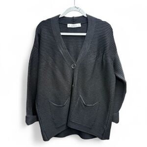 ZARA Oversized Ribbed Knit Cardigan Sweater with Pockets